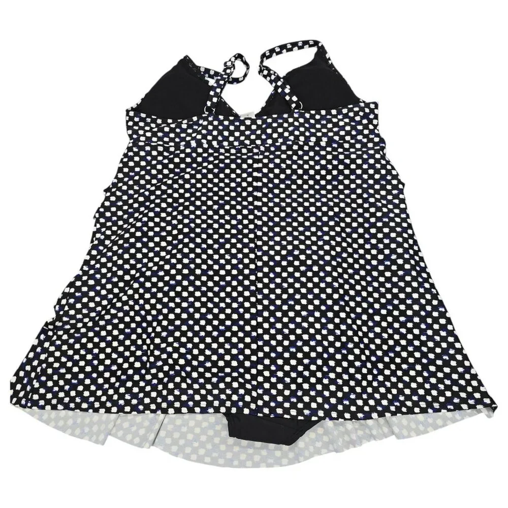Jaclyn Smith One Piece Swimsuit Polka Dot Black White Layered Womens Size 20 - Picture 11 of 14